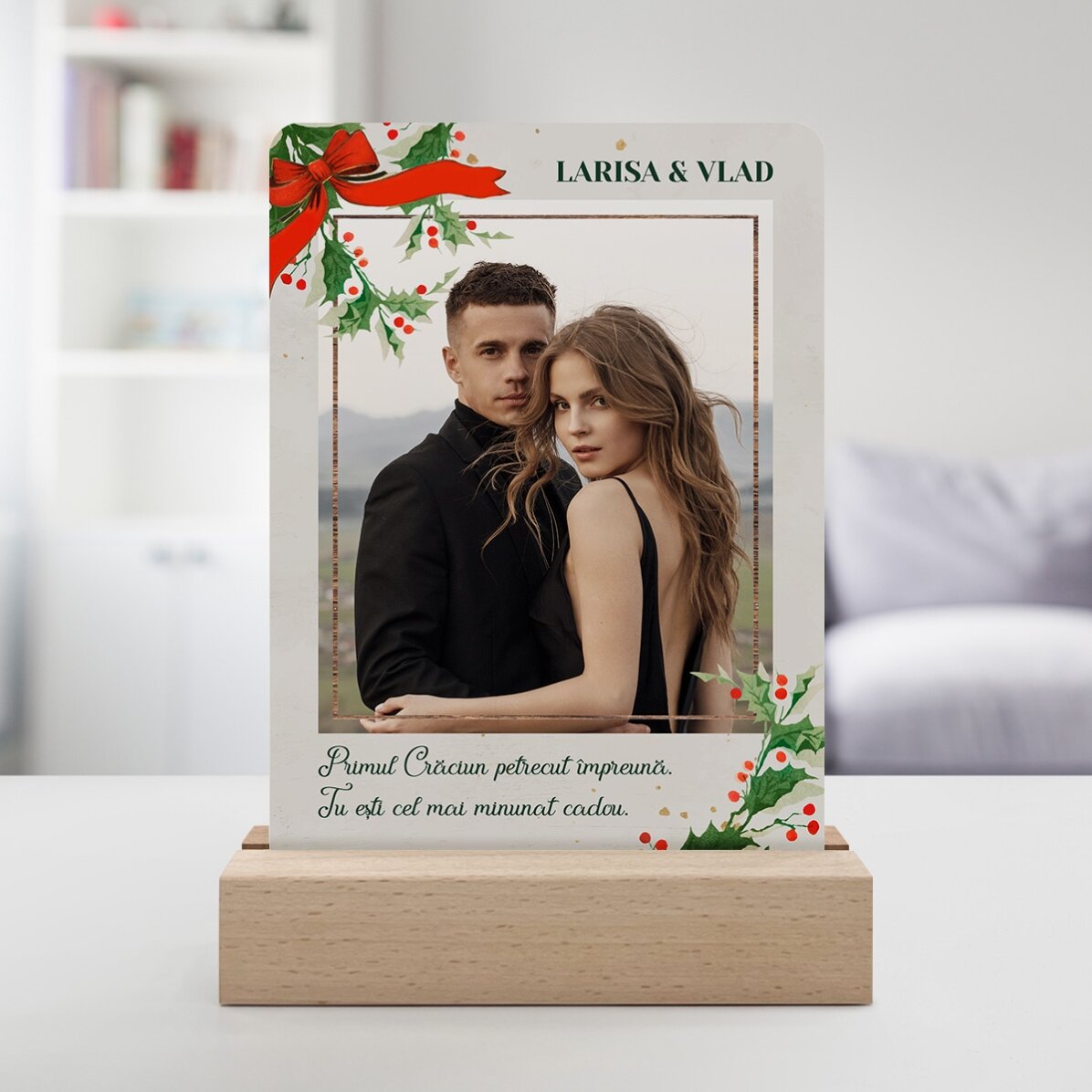 Gepersonaliseerde LED-nachtlamp met een foto en een boodschap - Kerstmis
