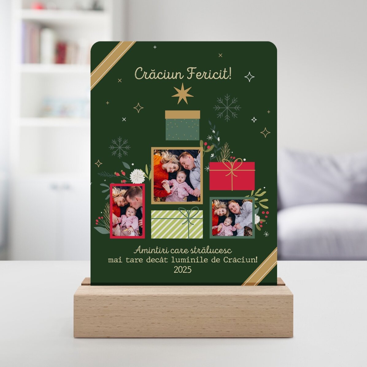 Gepersonaliseerde LED-nachtlamp met foto’s en een boodschap - Aminitri de Craciun