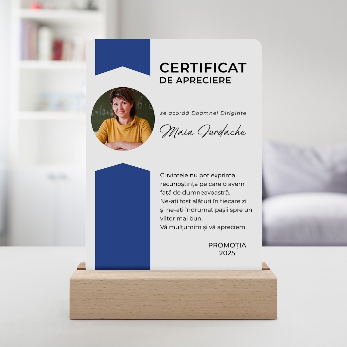 Gepersonaliseerde LED-nachtlamp met een foto en een boodschap - Waarderingcertificaat