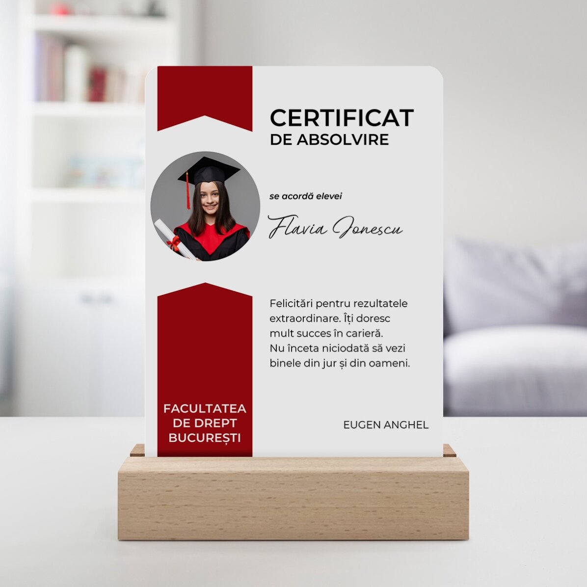 Gepersonaliseerde LED-nachtlamp met een foto en een boodschap - Waarderingcertificaat