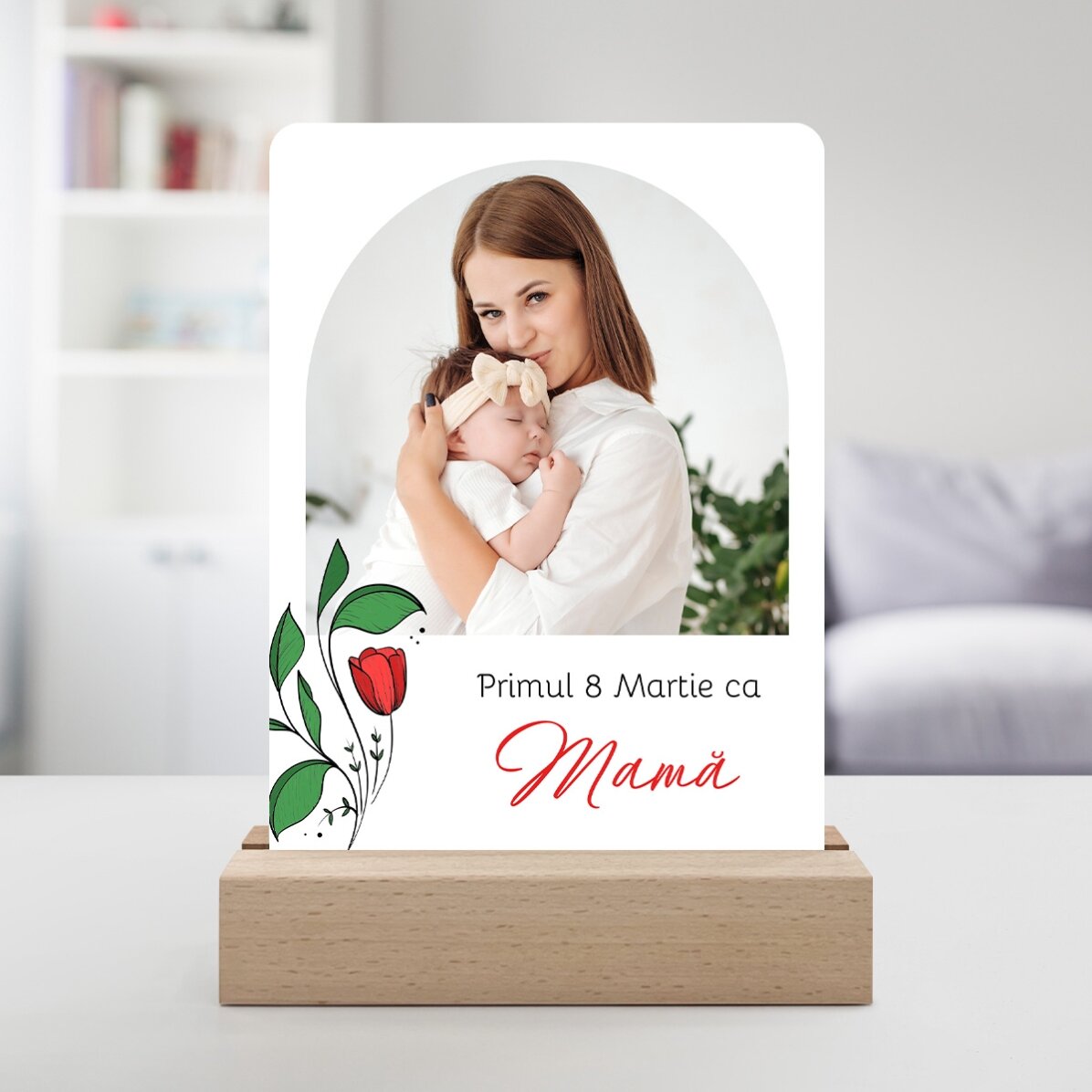Lampe de veille LED personnalisée avec une photo et un texte - Un souvenir précieux