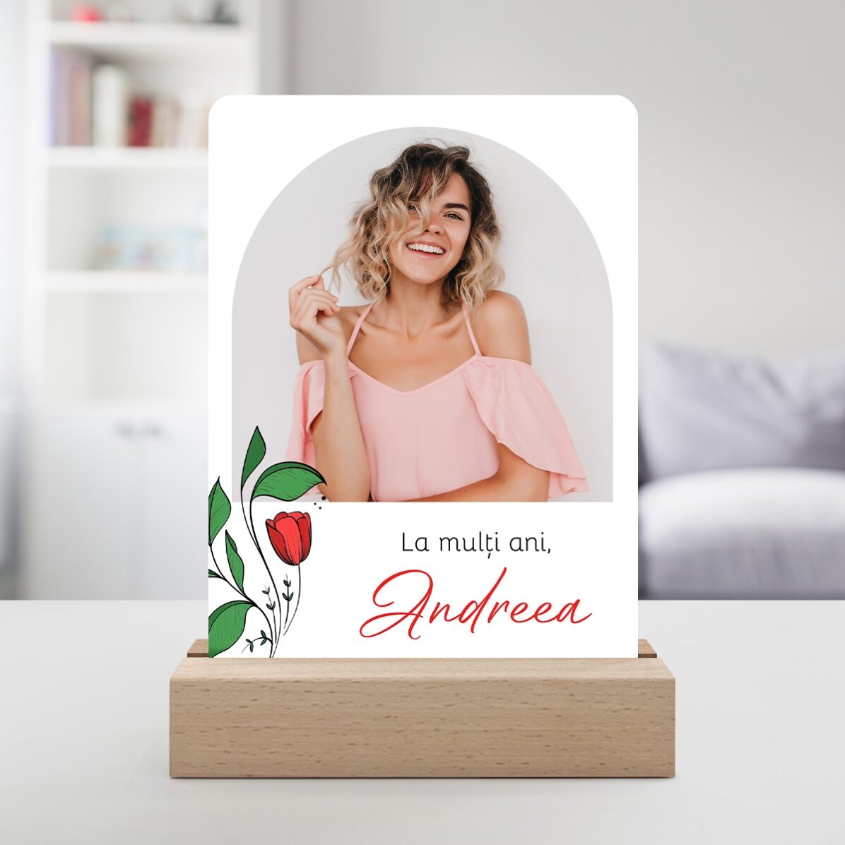 Lampe de veille LED personnalisée avec une photo et un texte - Un souvenir précieux