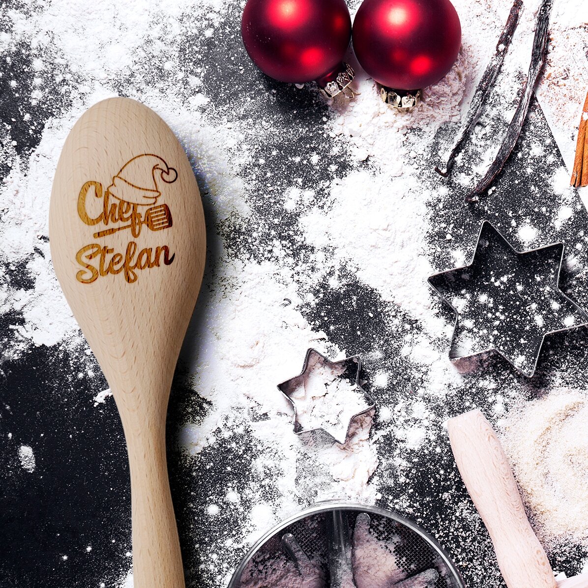 Cuillère en bois personnalisée - Christmas chef