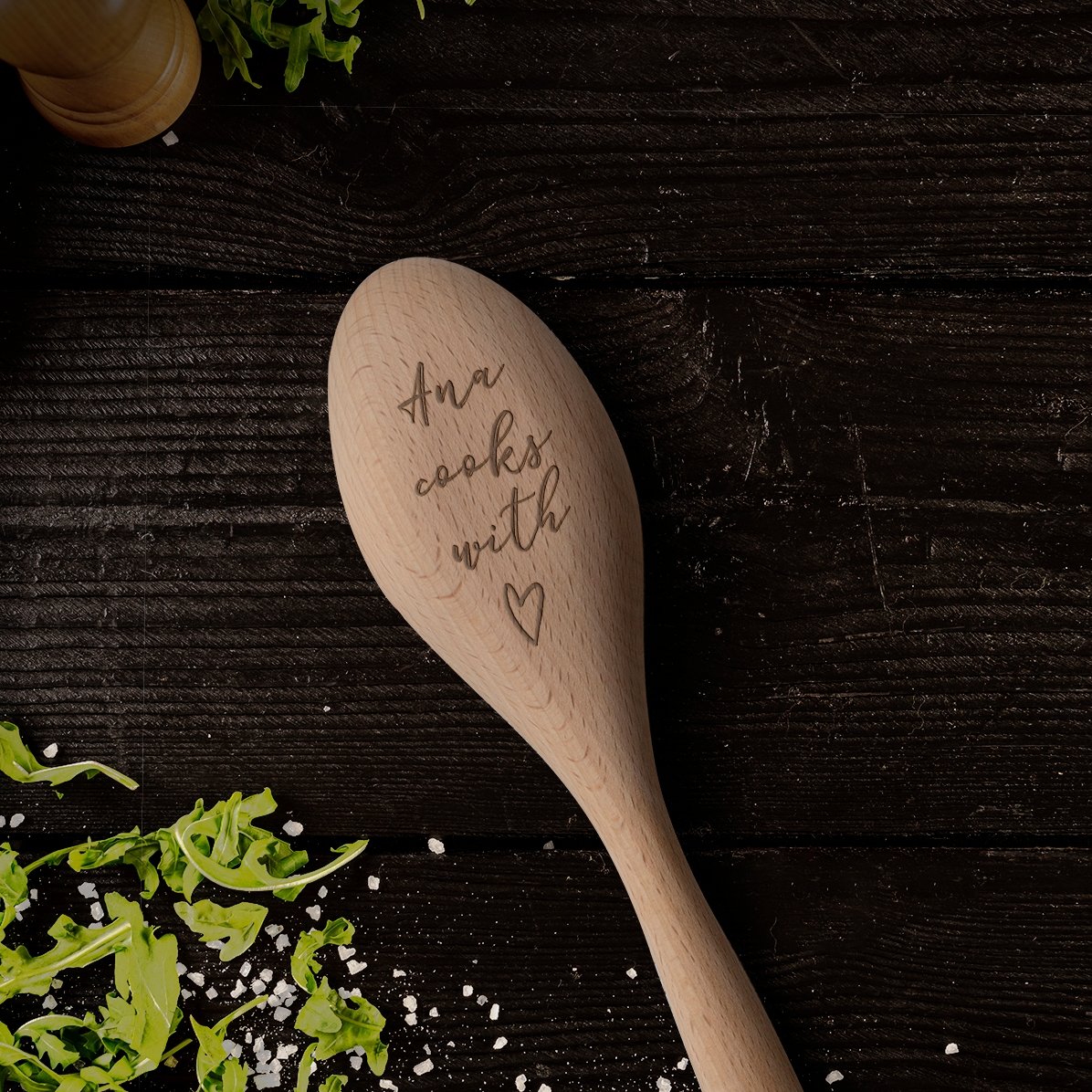 Gepersonaliseerde houten lepel - Cook with love