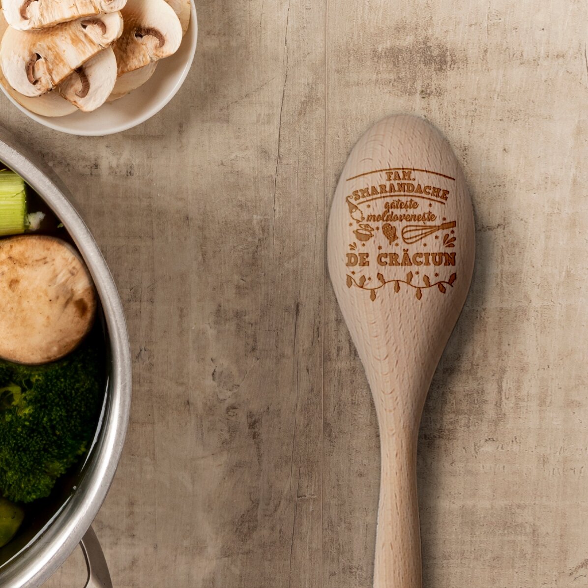 Houten lepel met gepersonaliseerde tekst - Kerst in de keuken