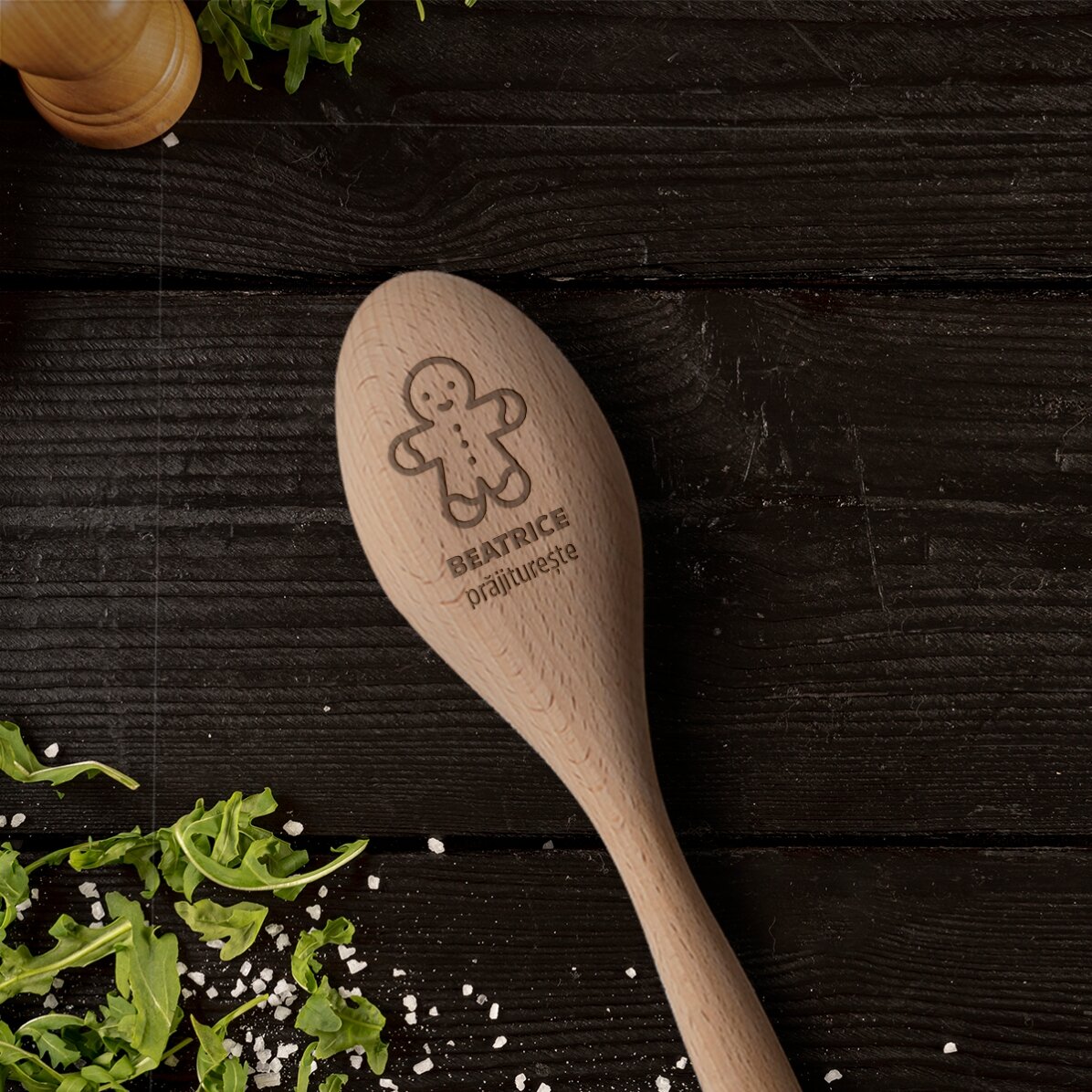 Gepersonaliseerde houten lepel - Gingerbread