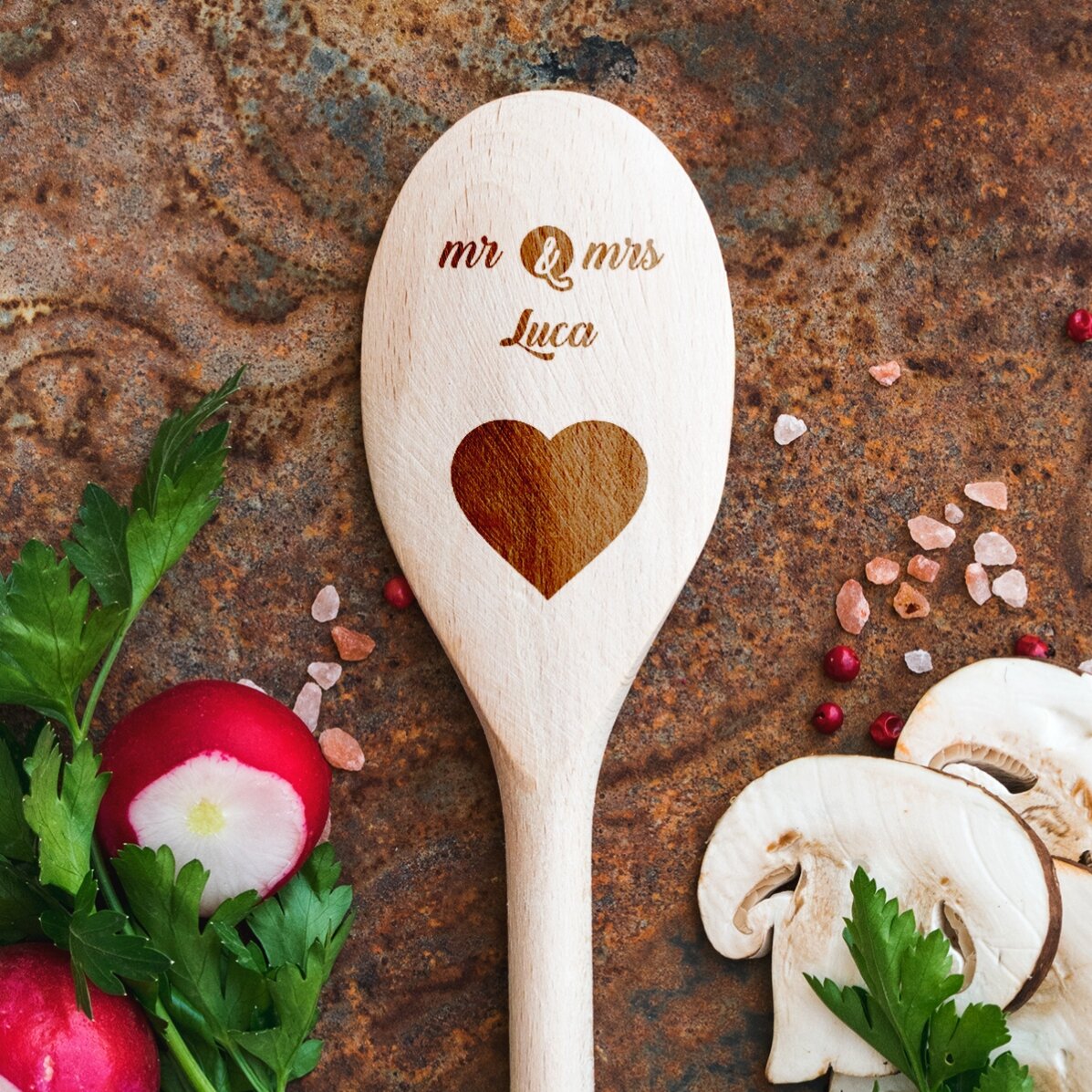 Gepersonaliseerde houten lepel - Mr & Mrs