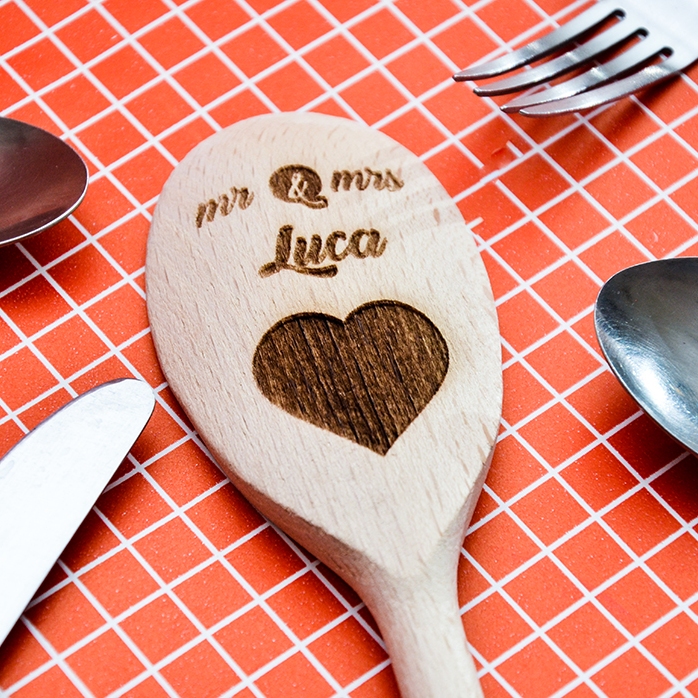 Gepersonaliseerde houten lepel - Mr & Mrs