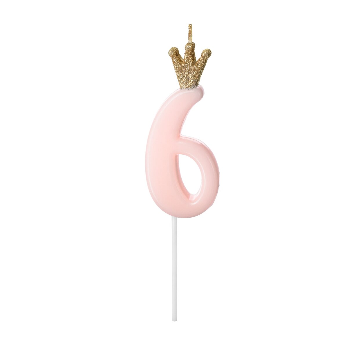 Bougies pour gâteau - Chiffre rose avec une couronne, 9,5 cm