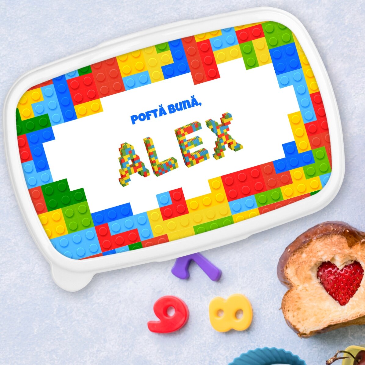 Lunchbox, op maat gemaakte lunchtrommel met naam - Lego
