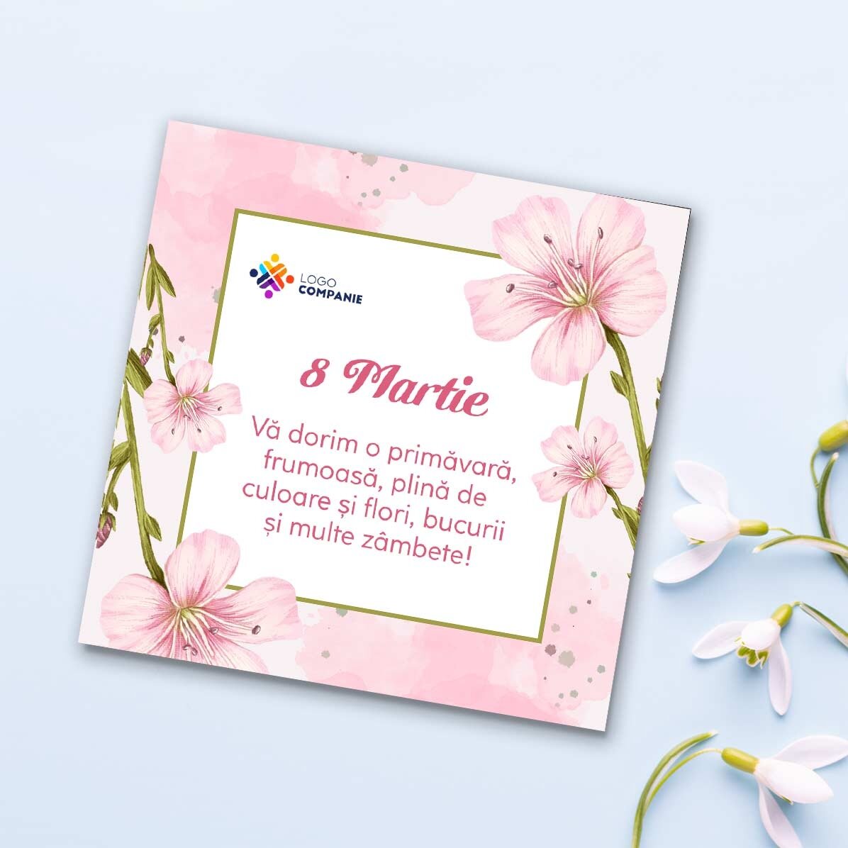 Aimant 10 x 10 personnalisé avec logo et texte - 8 mars