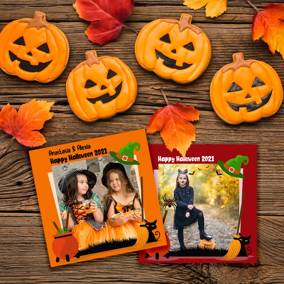 Gepersonaliseerde magneet van 10x10 met een foto en tekst - Halloween