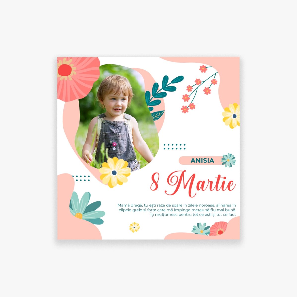 Gepersonaliseerde magneet van 10x10 met foto en tekst - Lovely spring