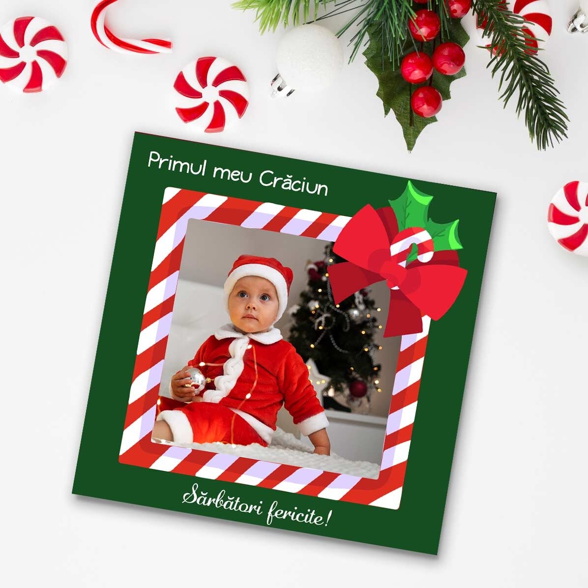 Aimant 10 x 10 personnalisé avec photo et texte - Joyeuses fêtes !