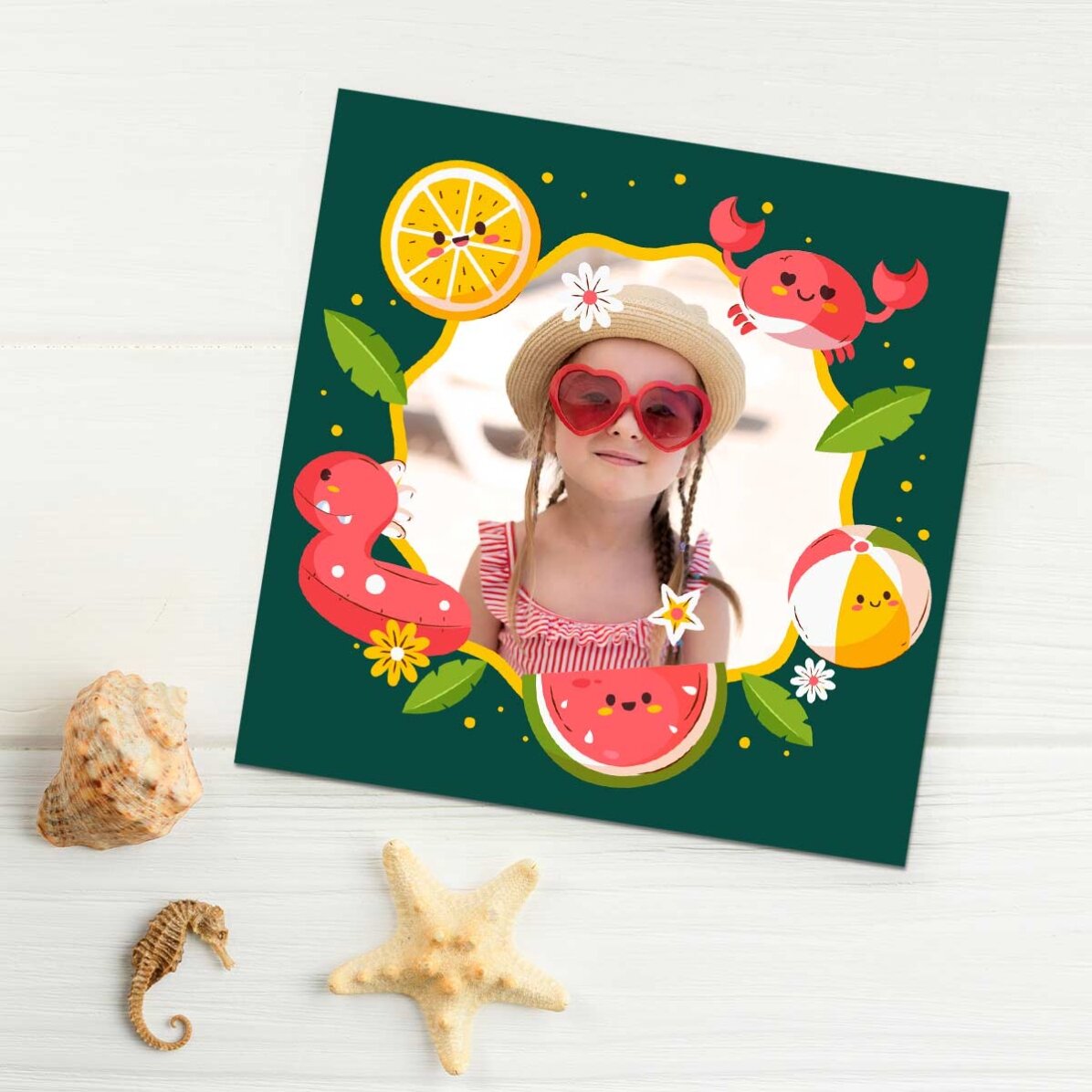 Aimant 10 x 10 personnalisé avec photo - Vacances d
