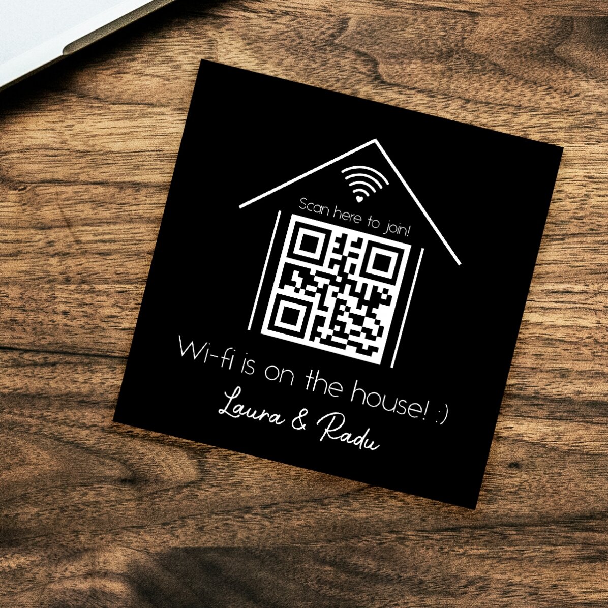 Gepersonaliseerde magneet van 10x10 met tekst en QR-code - Scan for Wifi