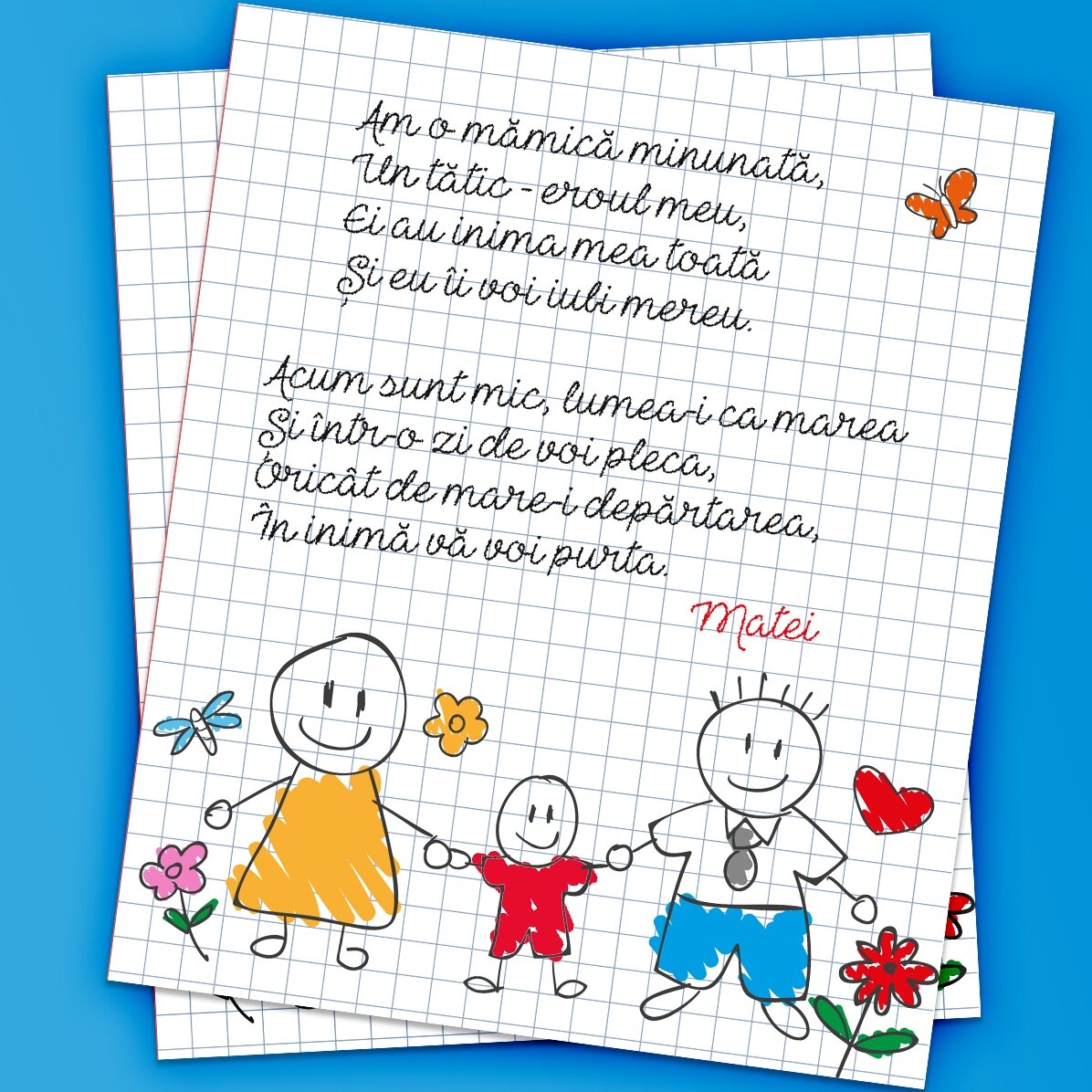 Aimant personnalisé de 10 x 12 cm avec un poème pour les parents - Petit garçon