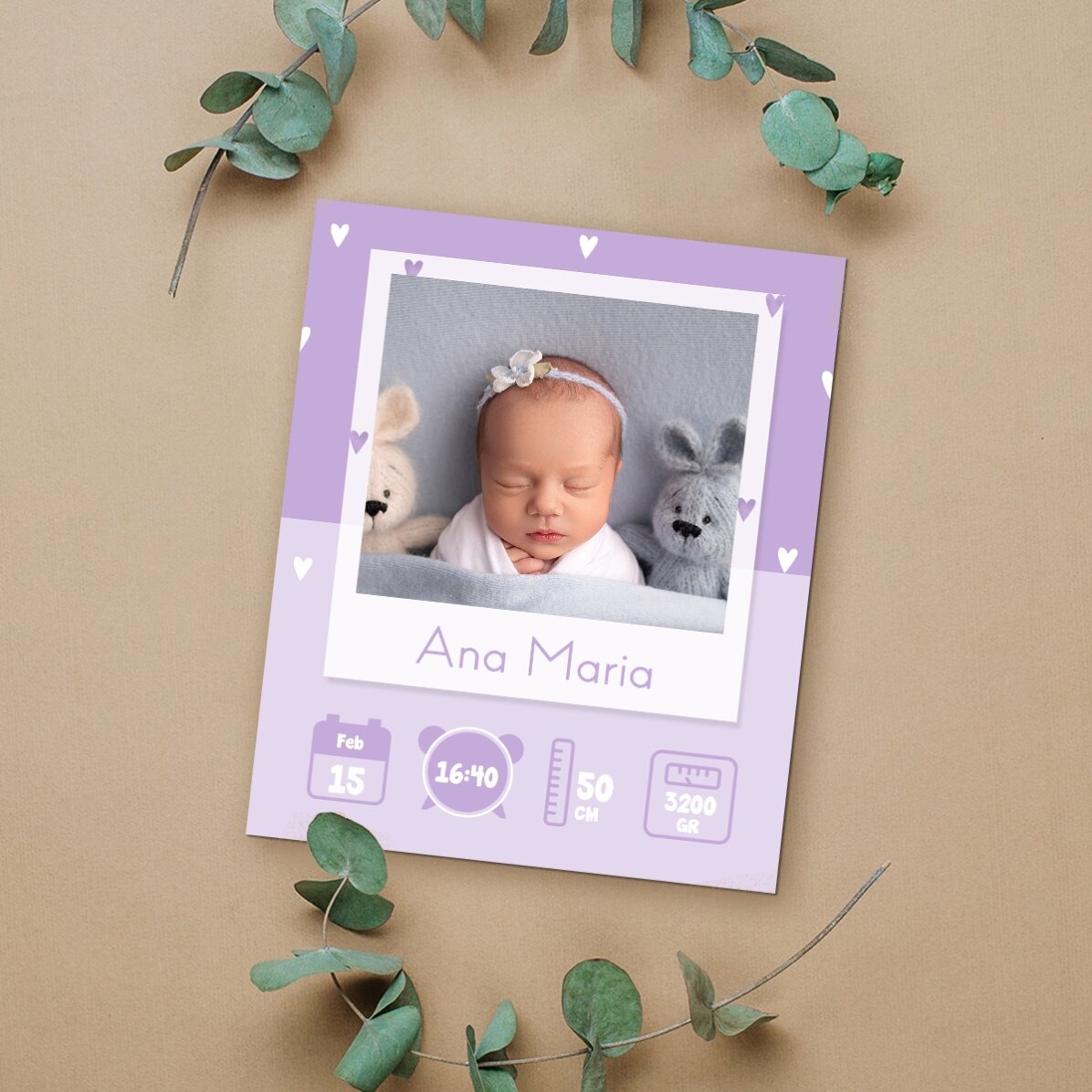 Aimant personnalisé de 10 x 12 cm avec une photo et un texte - Bébé