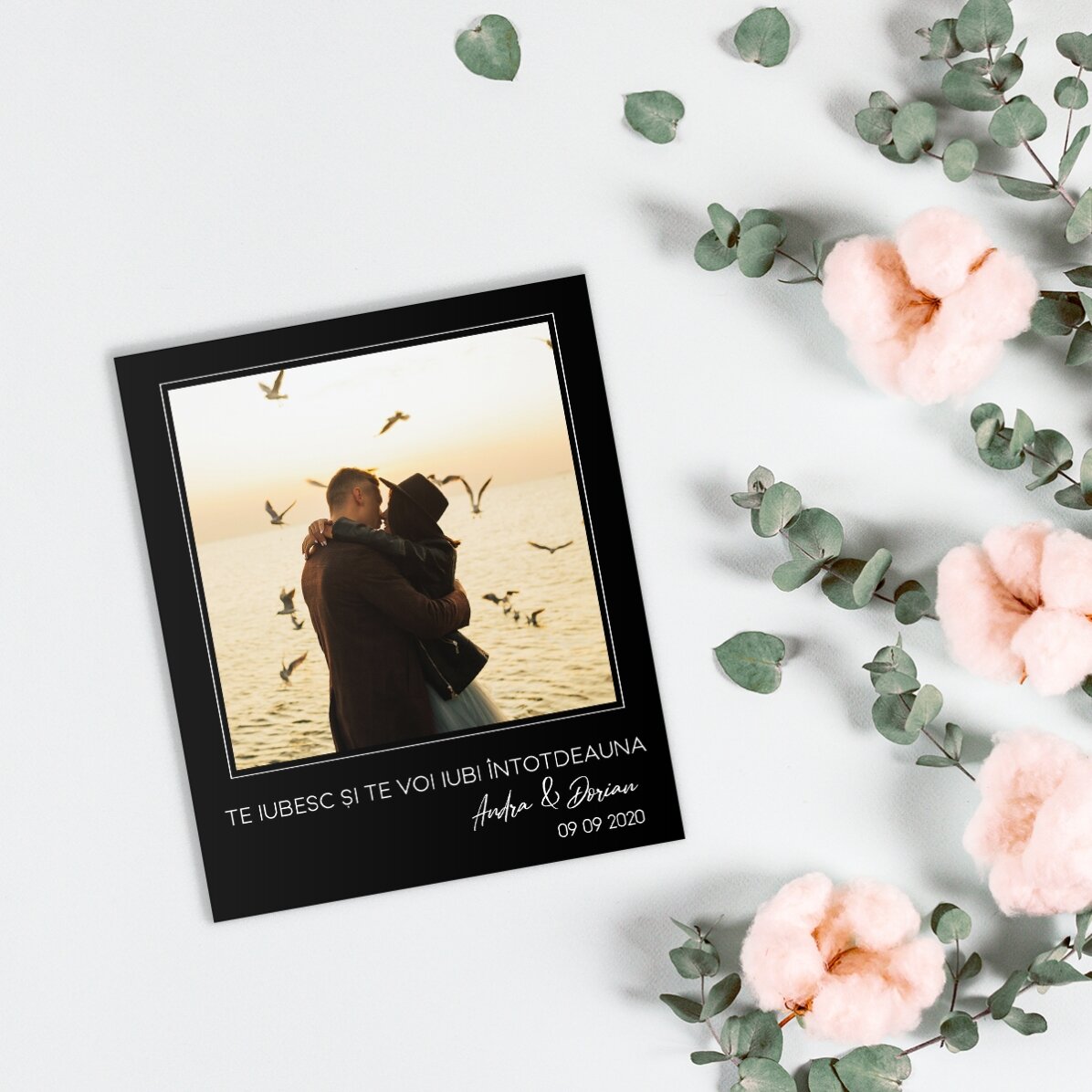 Aimant personnalisé de 10 x 12 cm avec une photo et un texte - Memories