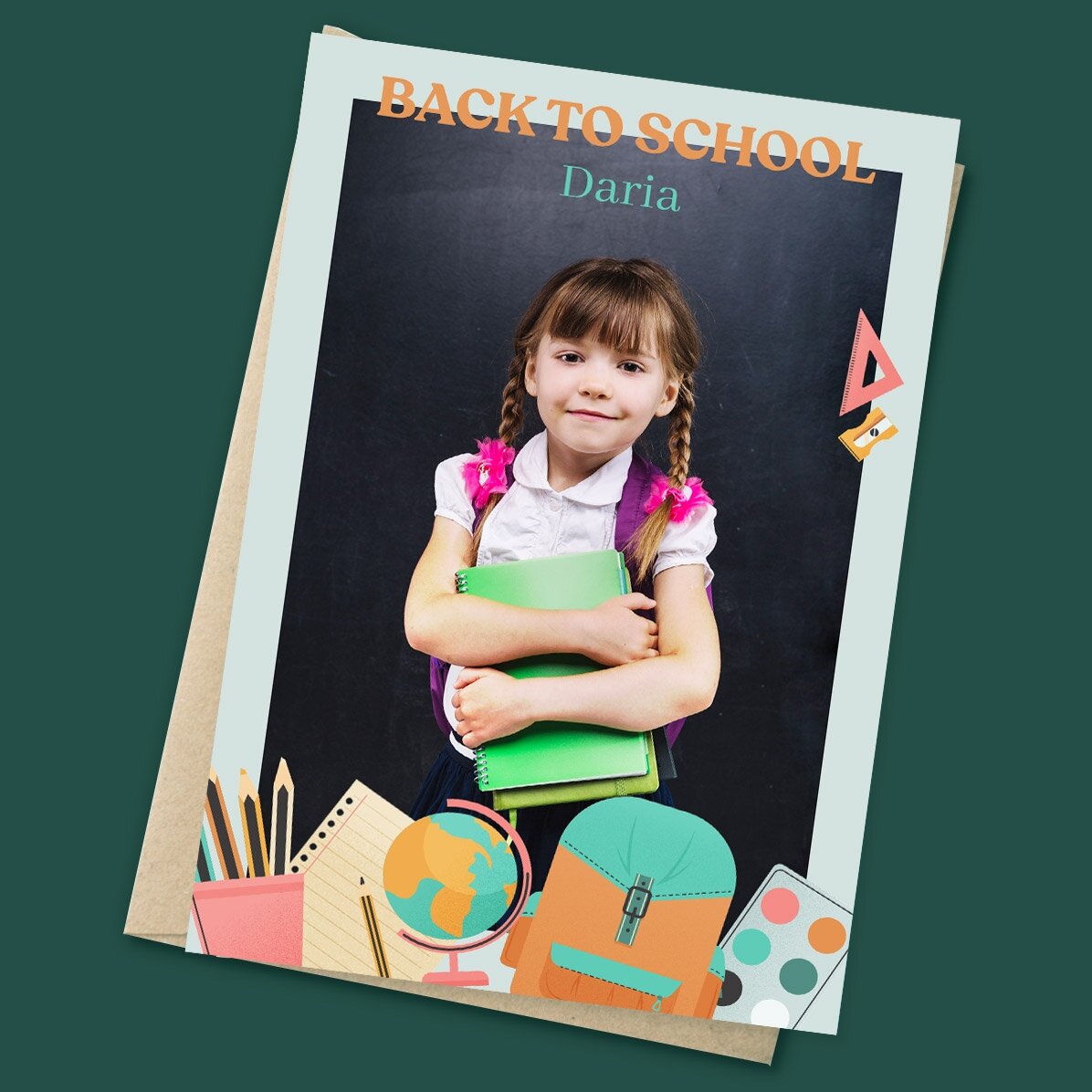 Gepersonaliseerde magneet van 10 x 15 cm met een foto en tekst - Back to School