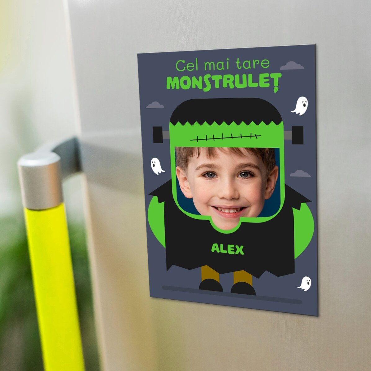 Magnet van 10 x 15 cm, gepersonaliseerd met een foto en tekst - Frankenstein