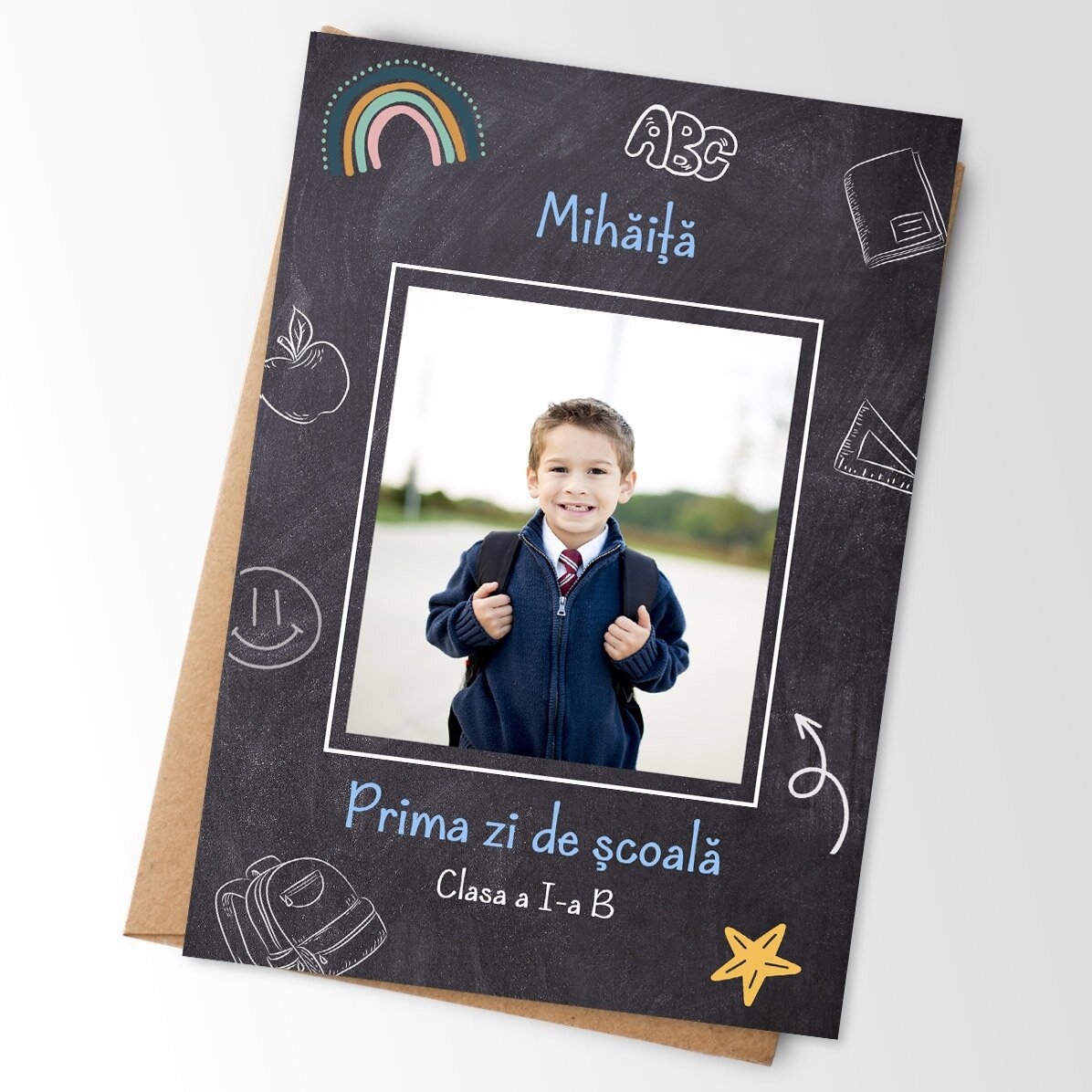 Magnet van 10 x 15 cm, gepersonaliseerd met een foto en tekst - School
