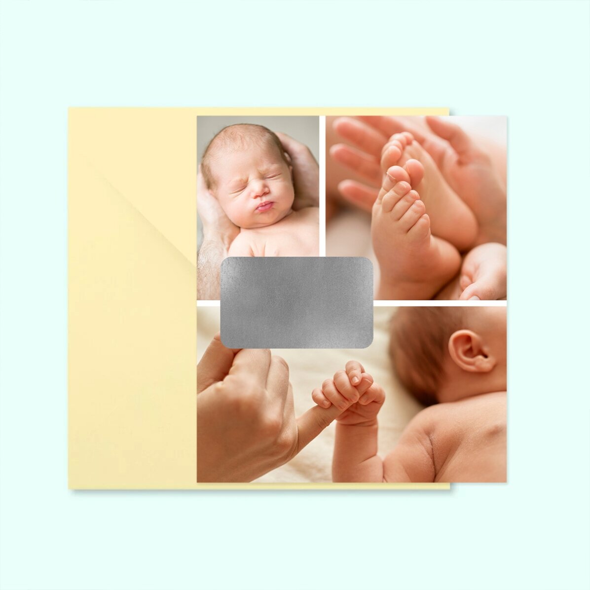 Aimant à gratter 10 x 12 cm personnalisé avec 3 photos et un message