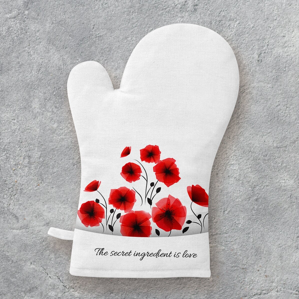 Gepersonaliseerde keukenhandschoen met tekst - Love mom