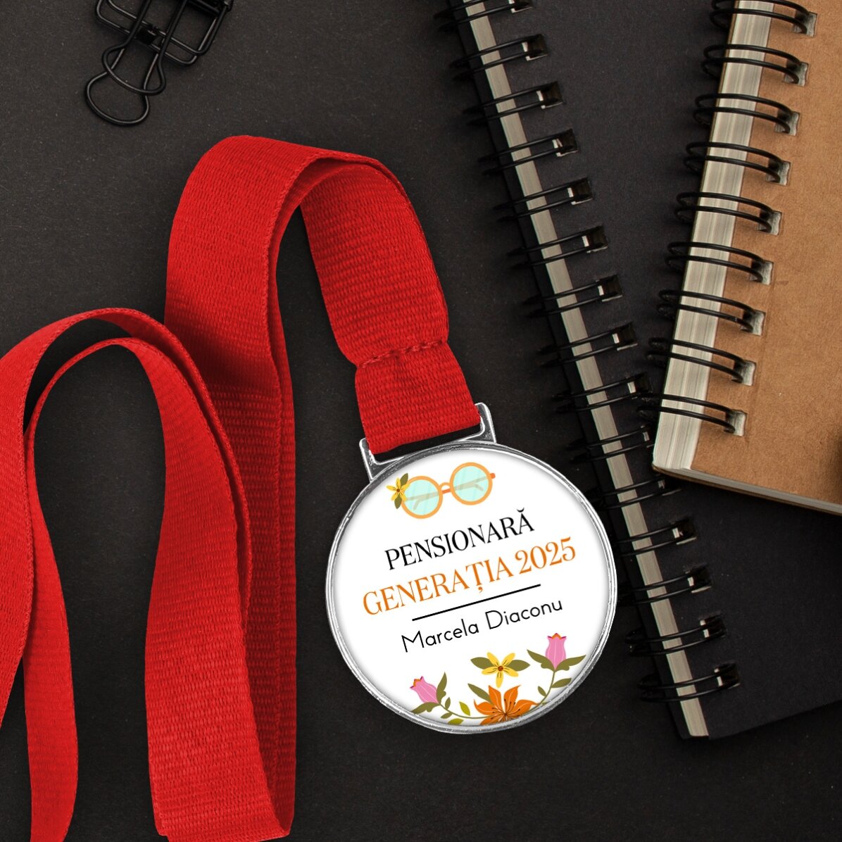 Gepersonaliseerde medaille met tekst - Pensioen