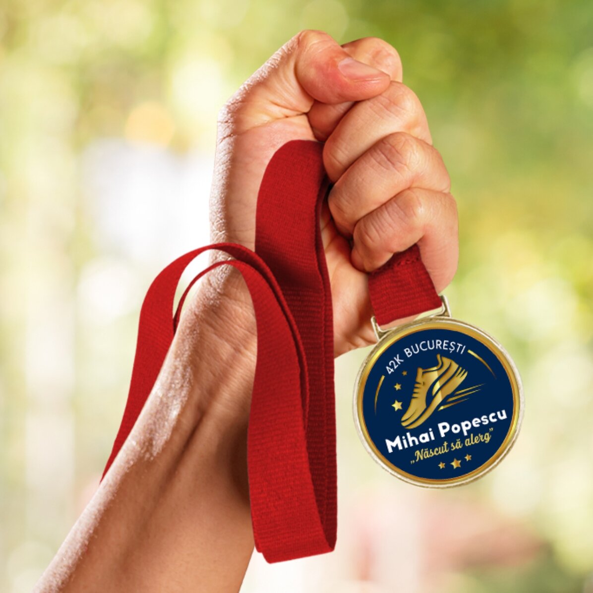 Gepersonaliseerde medaille met tekst voor hardlopers