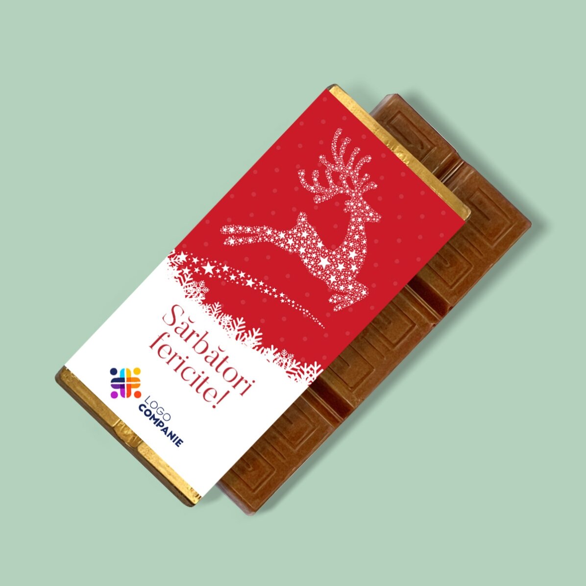 Mini-tablette de chocolat personnalisée avec logo et message - La magie de Noël