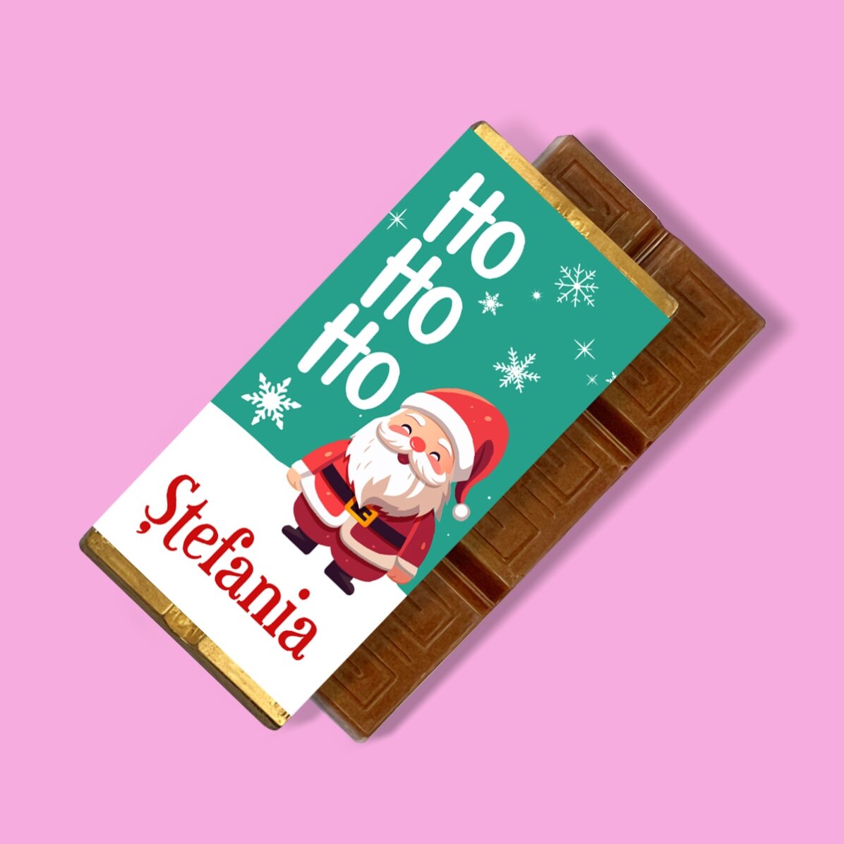 Mini-chocoladetabletje met naam erop - Ho ho ho