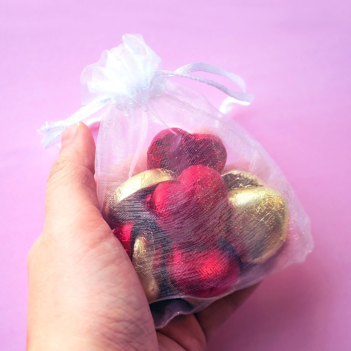 Set van 10 gepersonaliseerde mini-hartvormige chocolaatjes met foto