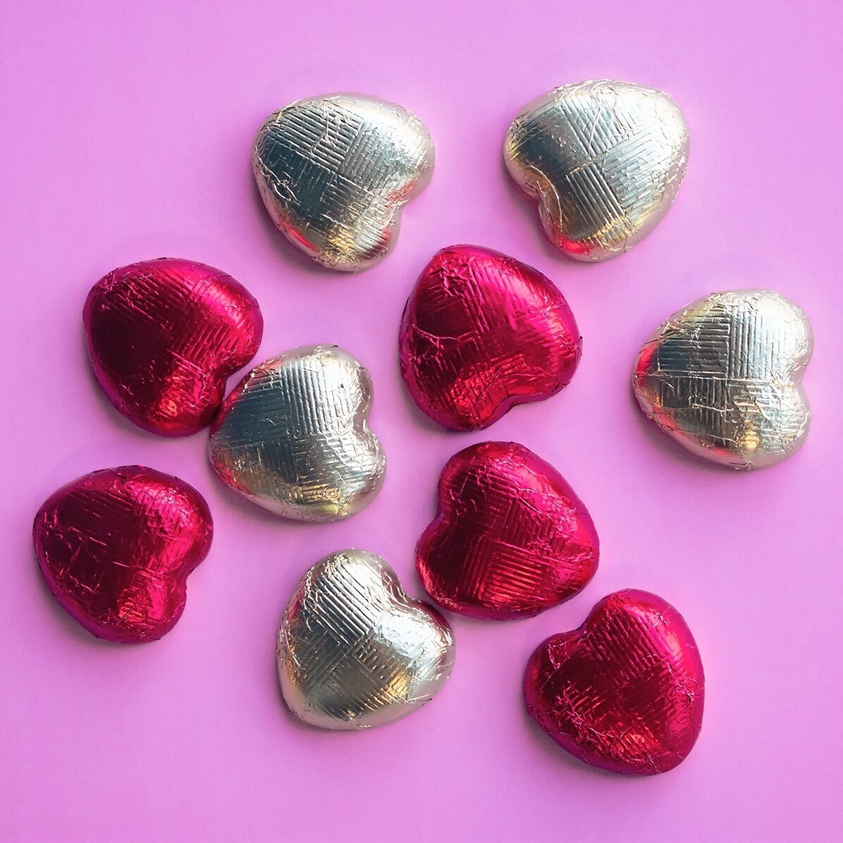 Set van 10 gepersonaliseerde mini-hartvormige chocolaatjes met foto