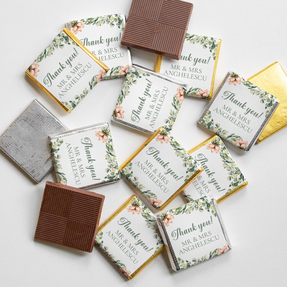 Gepersonaliseerd mini-chocolade-bedankje met boodschap - Thank you!