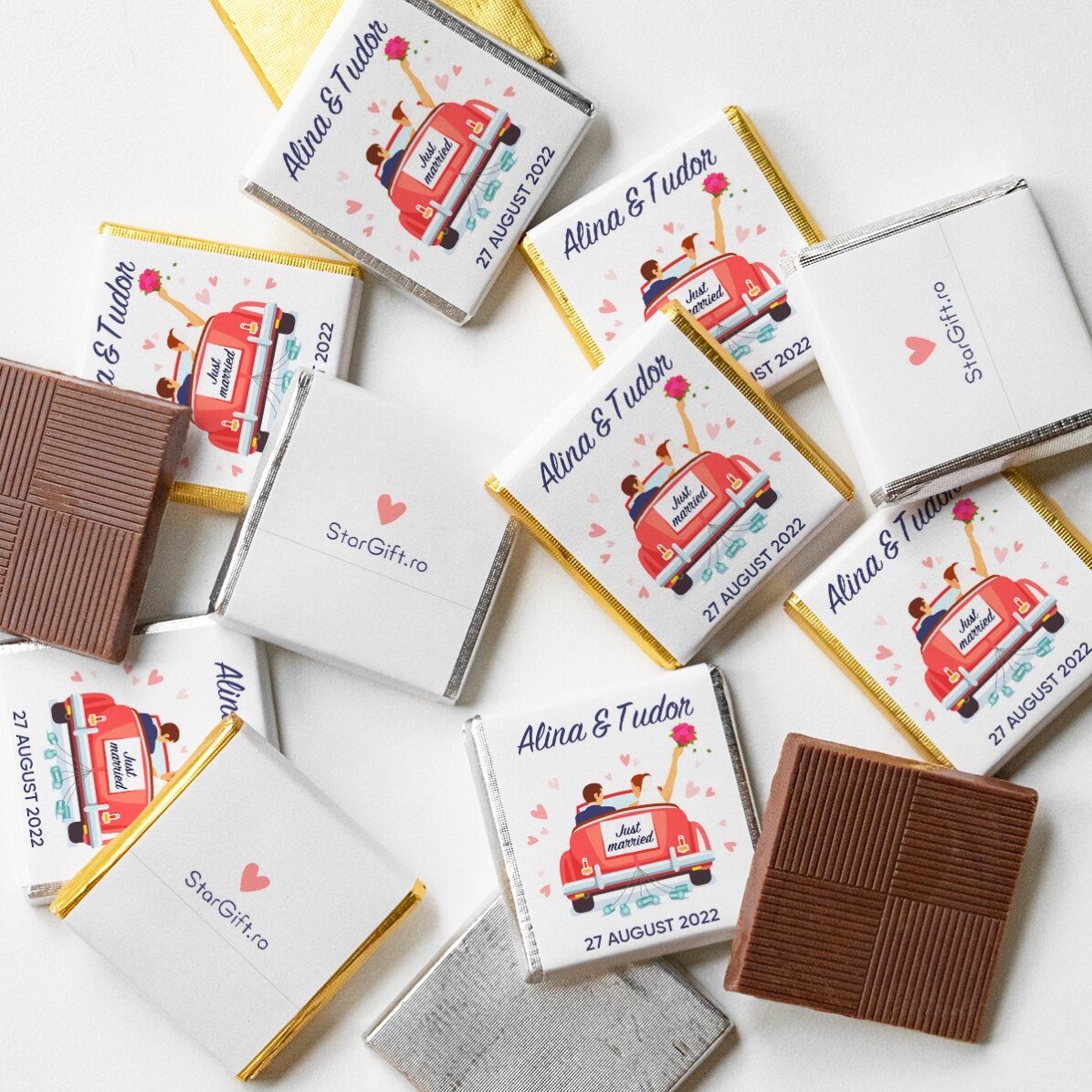 Gepersonaliseerd mini-chocolade-aandenken met tekst - Just married