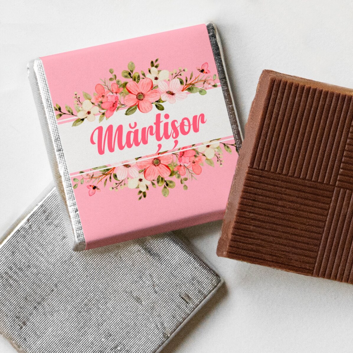Gepersonaliseerde mini-chocolade met naam - Lentebloemen