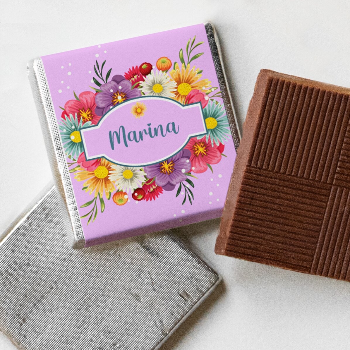 Gepersonaliseerde mini-chocolade met naam - Lentebloemen