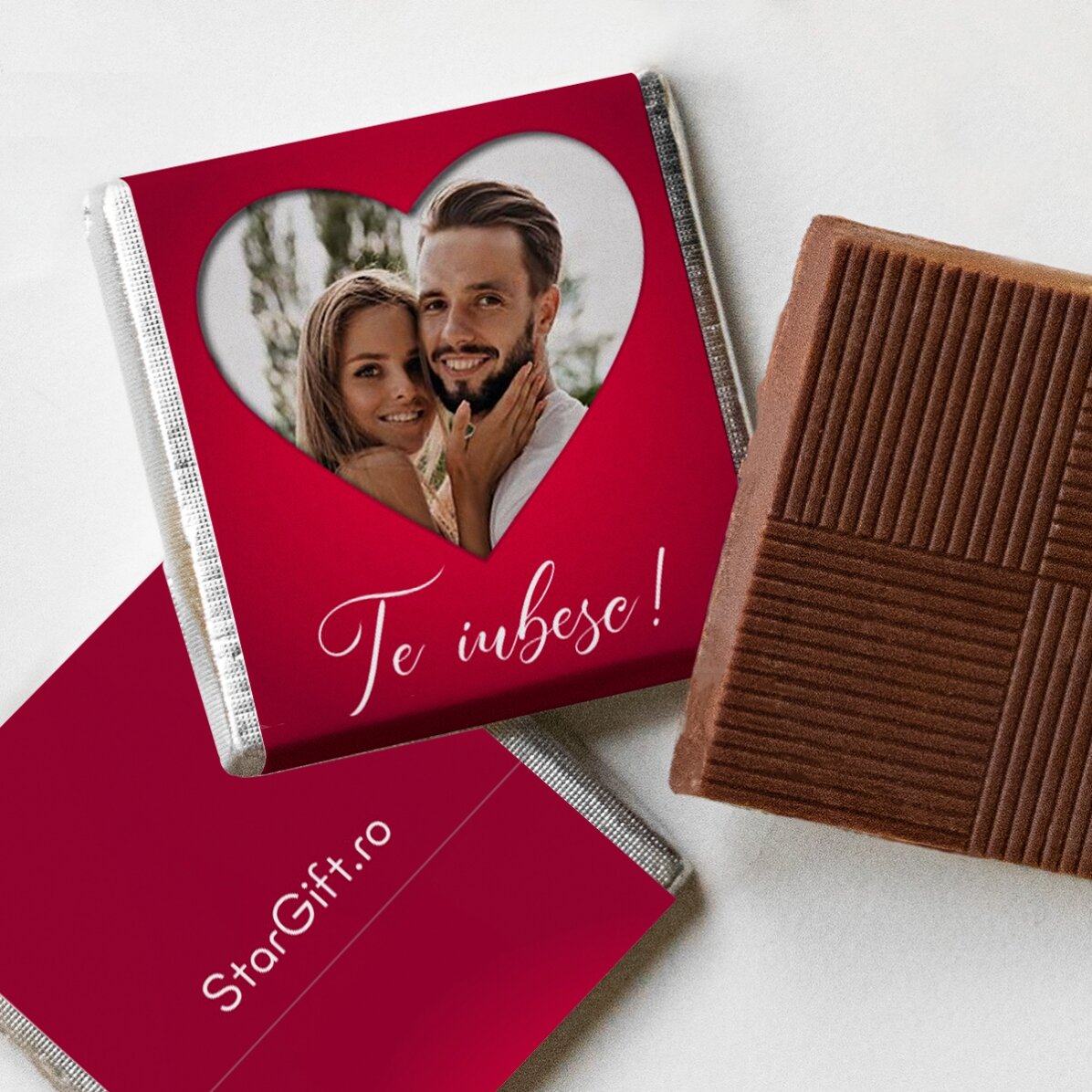 Gepersonaliseerde mini-chocolade met een foto en tekst - Hartje