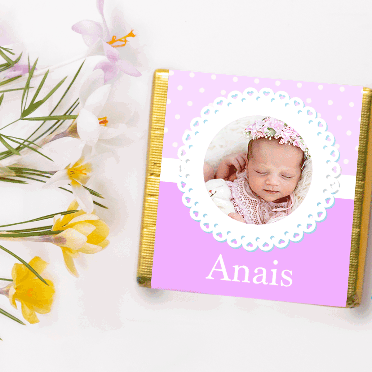 Gepersonaliseerde mini-chocolade met foto en tekst - Doopgeschenk
