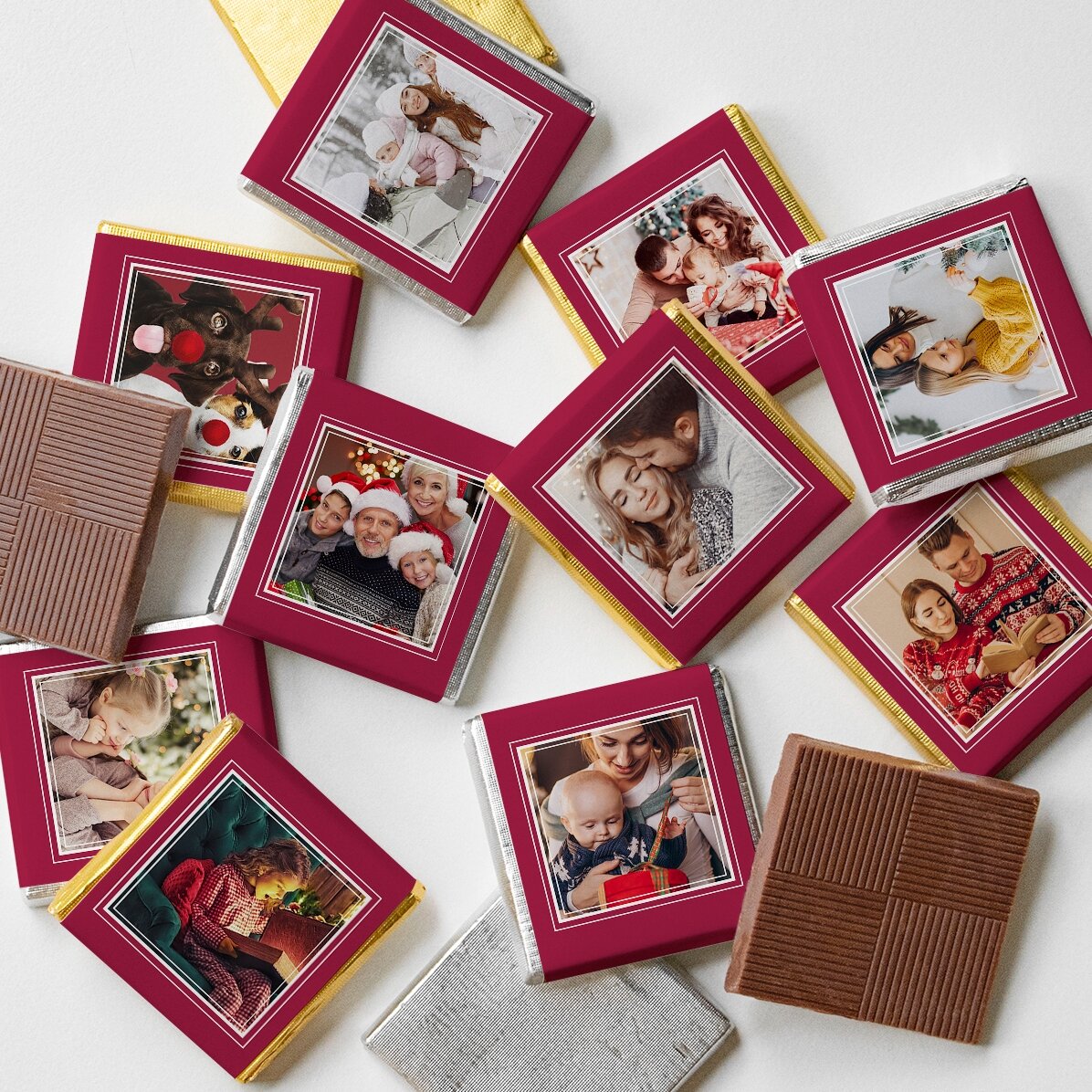 Lot de 10 mini-chocolats personnalisés avec photo