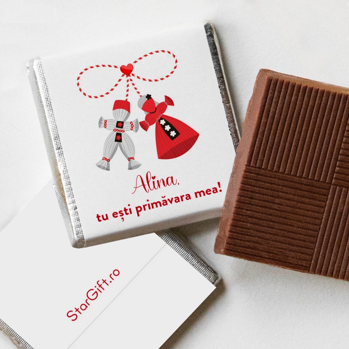 Gepersonaliseerde mini-chocolade met een liefdesboodschap