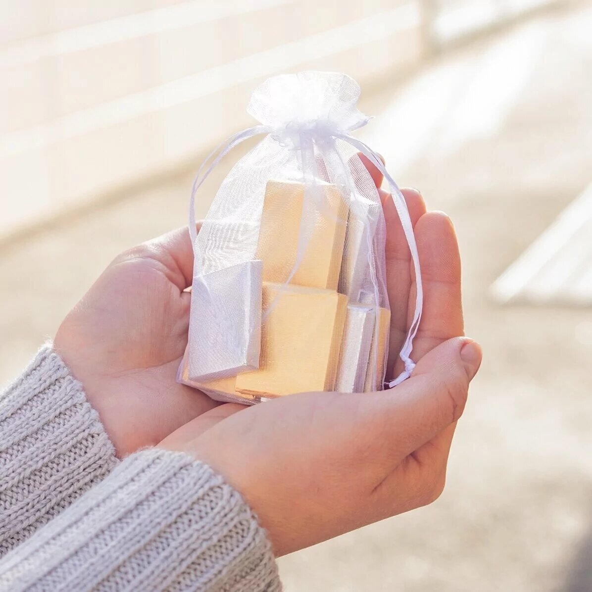 Set van 10 gepersonaliseerde minichocolade met tekst - Mr and Mrs