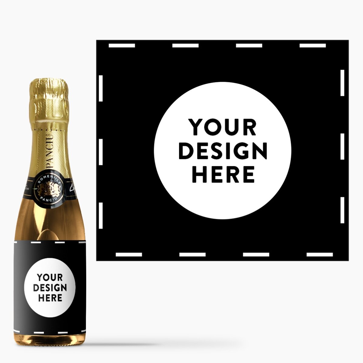 Mini-flesje mousserende wijn, gepersonaliseerd met jouw ontwerp