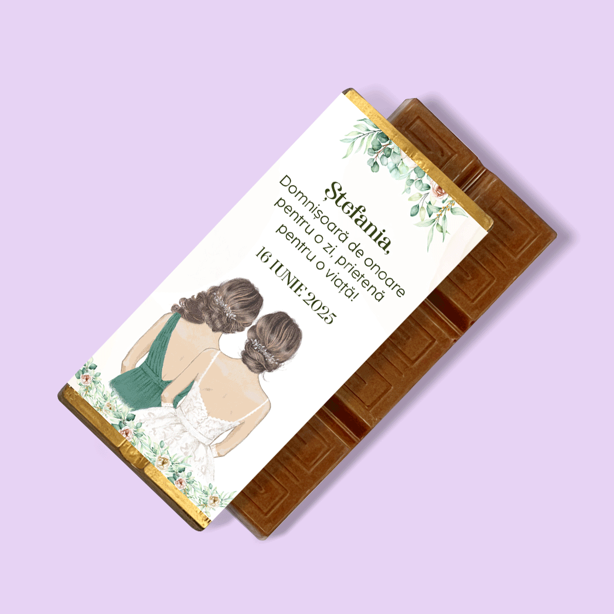 Gepersonaliseerde mini-chocoladereep met boodschap - Bruidsmeisje