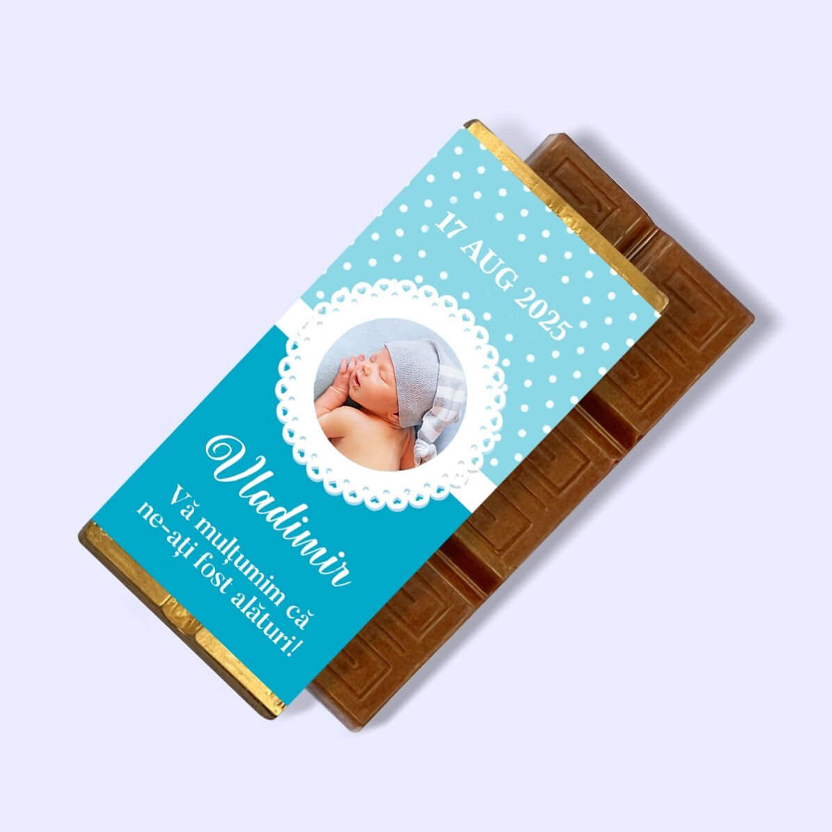 Gepersonaliseerde mini-chocoladereep met foto en tekst - Doopgeschenk