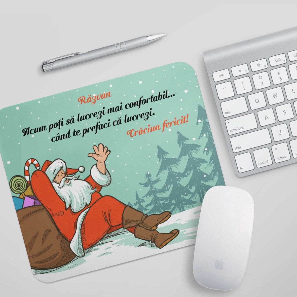 Gepersonaliseerde muismat met tekst - Vrolijk Kerstfeest!