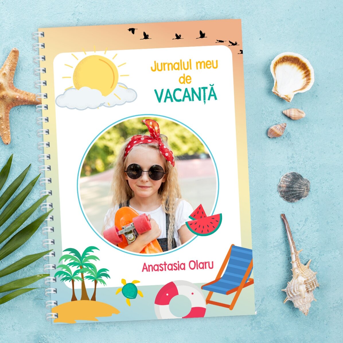 Gepersonaliseerd notitieboekje met een foto en tekst - Vakantiedagboek