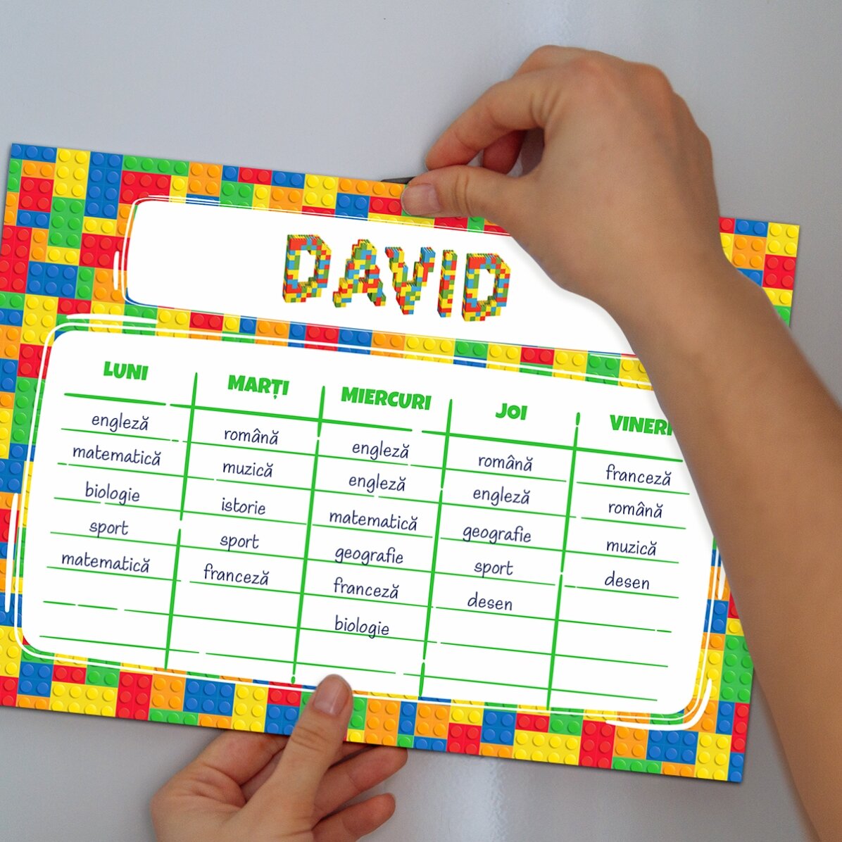 Emploi du temps personnalisé avec texte - Lego