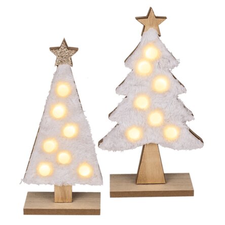 Houten decoratie - Kerstboompje met lampjes